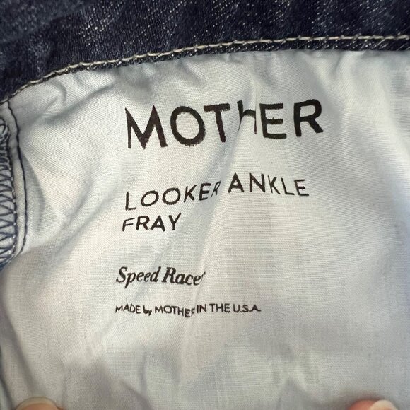 Mother Womens Looker Ankle Fray Skinny Jeans Speed Racer Blue Red Stripe size 27 - Picture 14 of 16